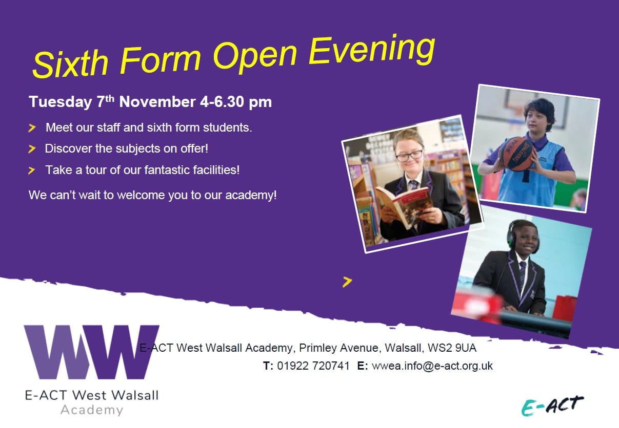 wwa sixth form open evening flyer